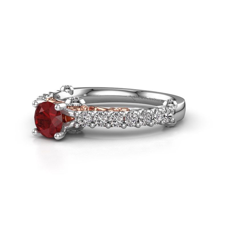 Afbeelding van Verlovingsring Shaunda<br/>585 witgoud<br/>Robijn 6.5 mm