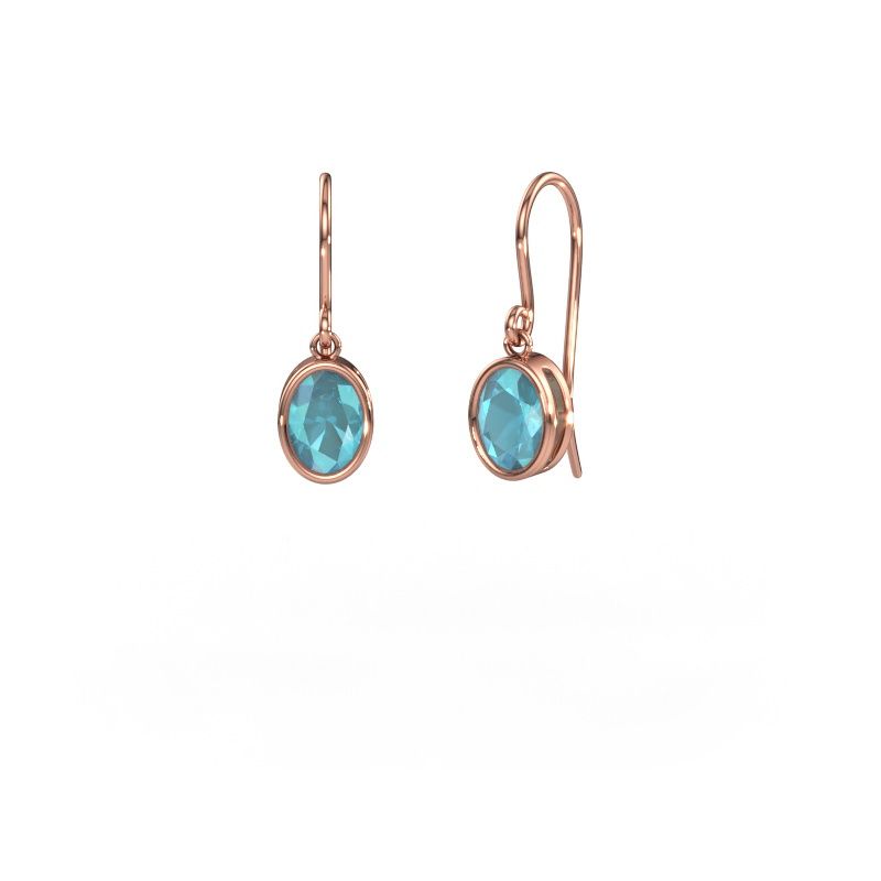 Earrings Lavon OVL 585 rose gold blue topaz 7x5 mm