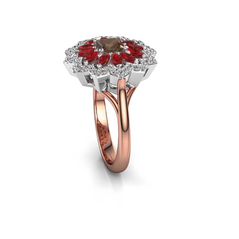 Image of Engagement ring Franka 585 rose gold smokey quartz 4 mm