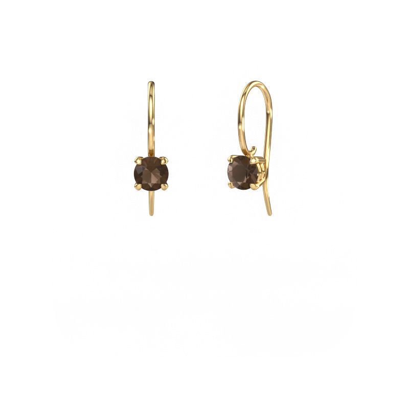 Drop earrings Cleo RND 585 gold smokey quartz 5 mm