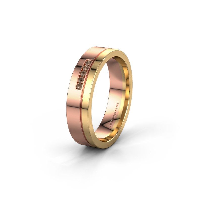 Image of Wedding ring WH0307L15AP<br/>585 rose gold ±5x1.7 mm<br/>Brown diamond