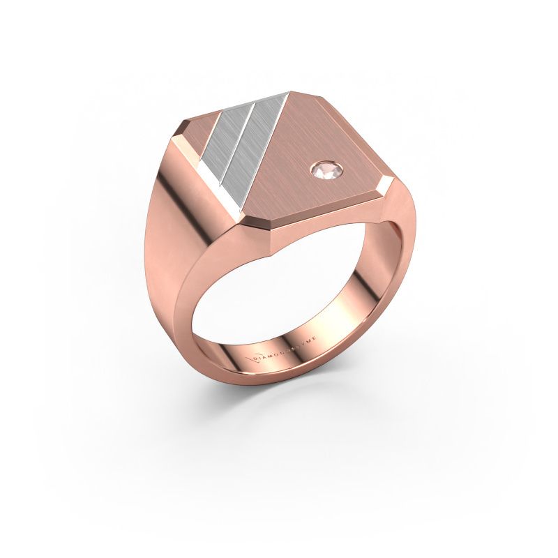 Signet ring Patrick 4 585 rose gold morganite champagne 2.5 mm