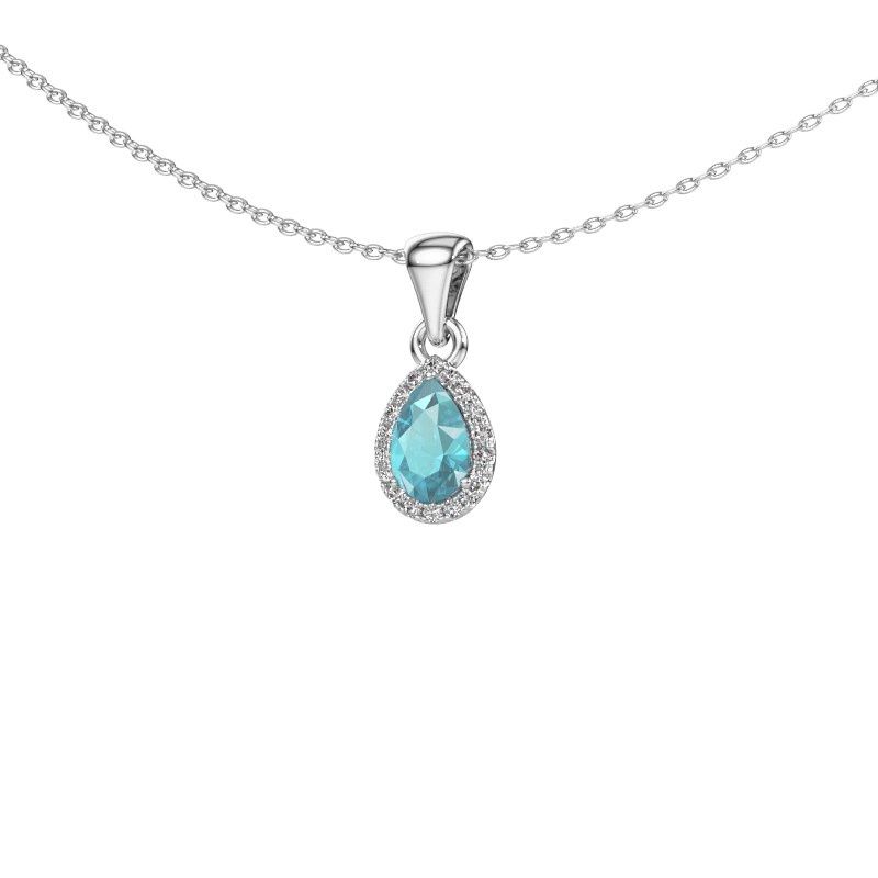 Anhänger Seline per 950 Platin Blau Topas 6x4 mm