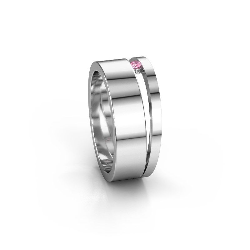 Afbeelding van Ring angie<br/>585 witgoud<br/>Roze saffier 2 mm