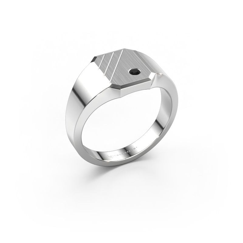 Zegelring Patrick 1 950 platina zwarte diamant 0.036 crt