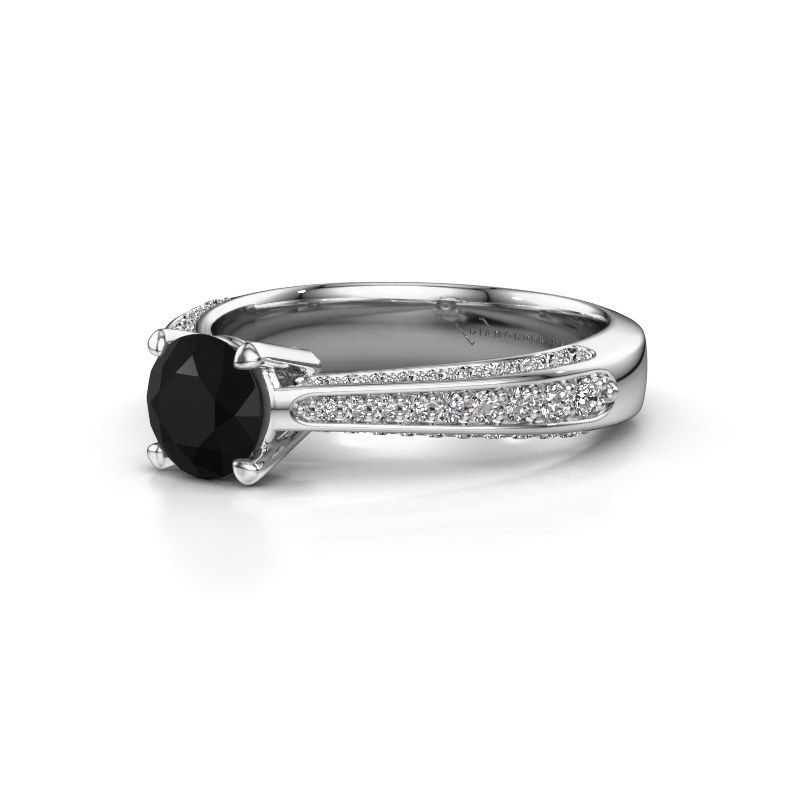 Image of Engagement ring Ruby rnd 585 white gold black diamond 0.84 crt
