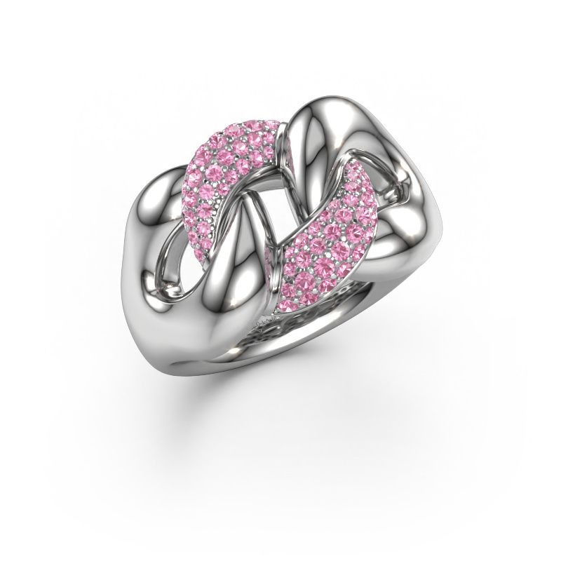 Bague Kylie 2 13mm 950 platine saphir rose 0.8 mm