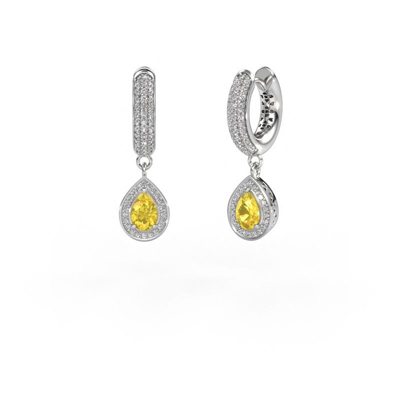 Pendants d'oreilles Barbar 2 585 or blanc saphir jaune 6x4 mm