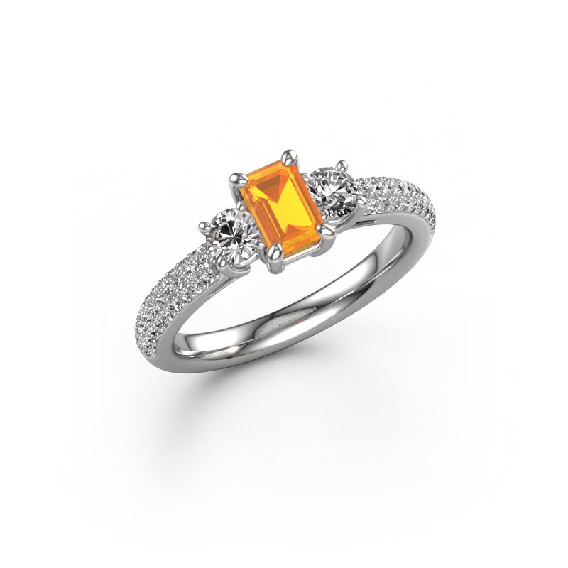 Verlobungsring Marielle EME 585 Weißgold Citrin 6x4 mm