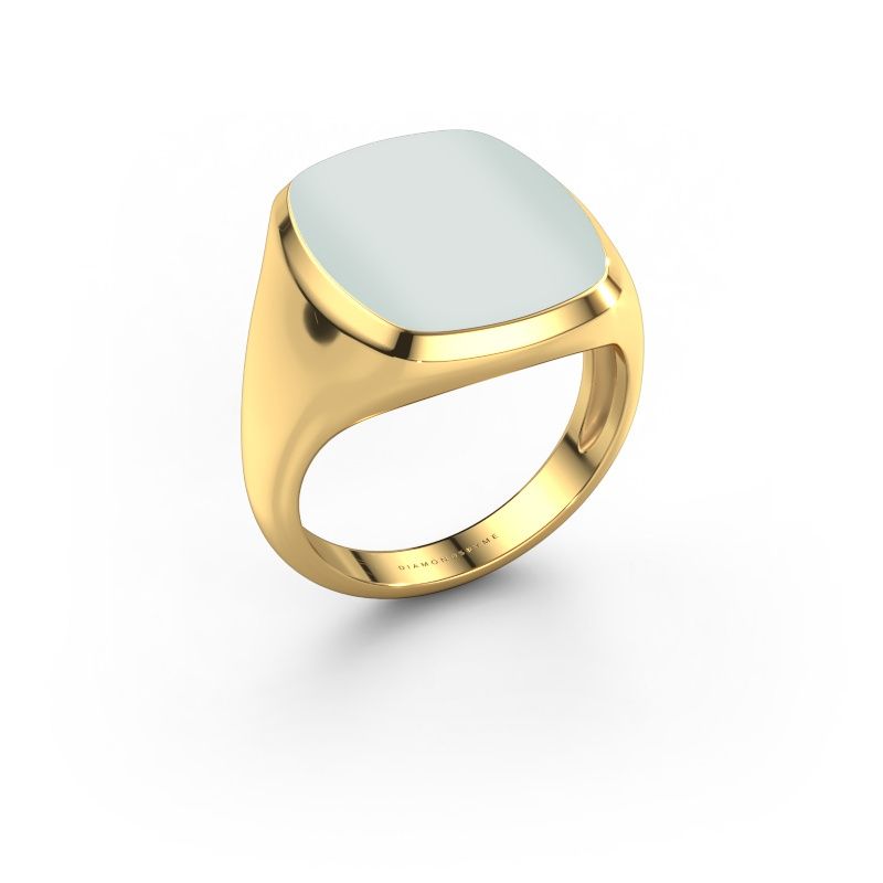 Zegelring Benjamin 4 Light 585 goud groene lagensteen 17x14 mm