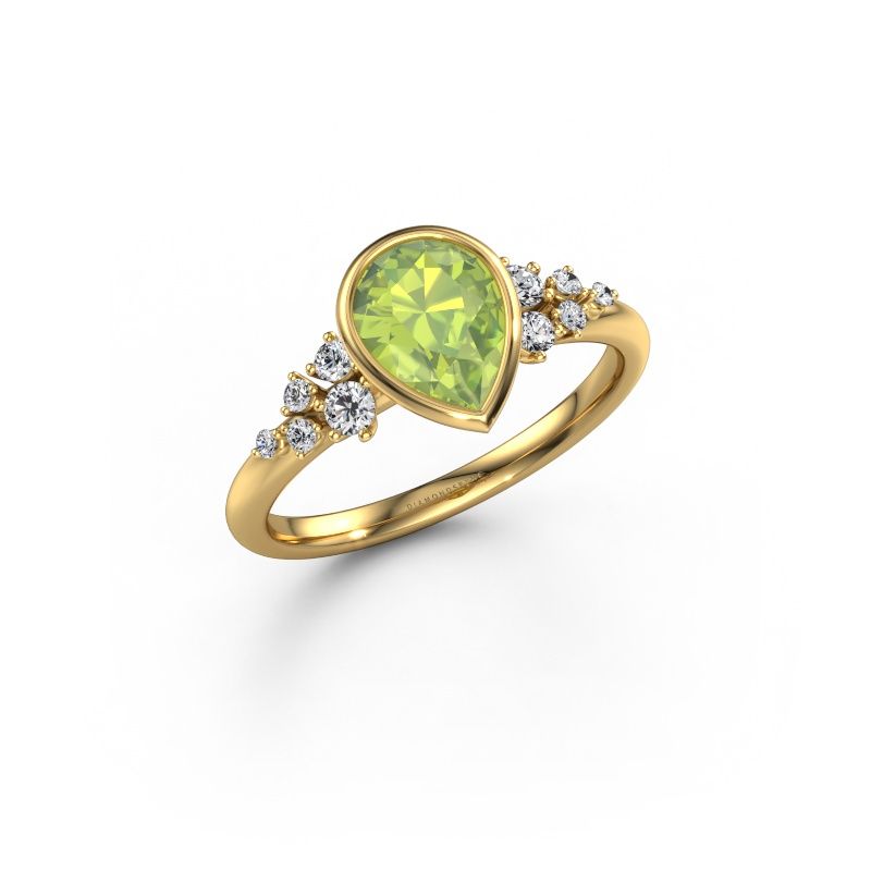Verlovingsring Aliyah PER 585 goud peridoot 8x6 mm