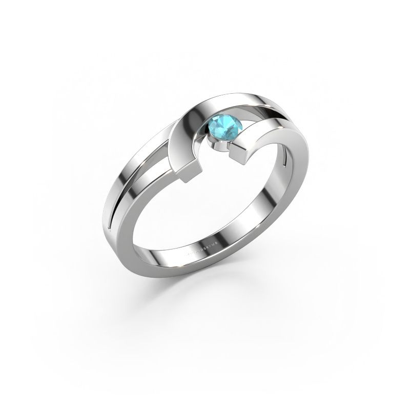 Ring Yentl 585 Weißgold Blau Topas 3 mm