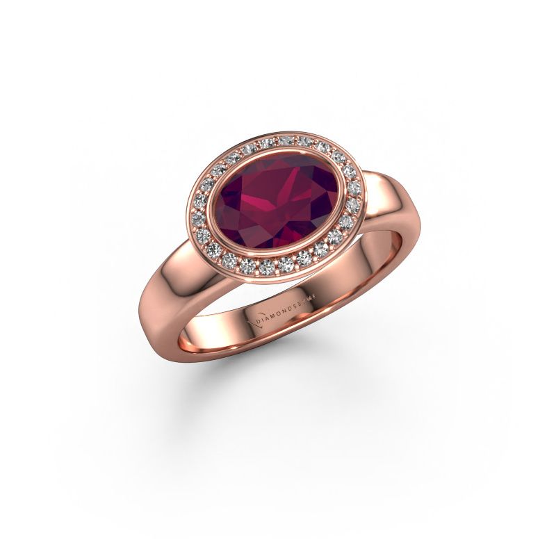 Ring Salena 585 rose gold rhodolite 8x6 mm