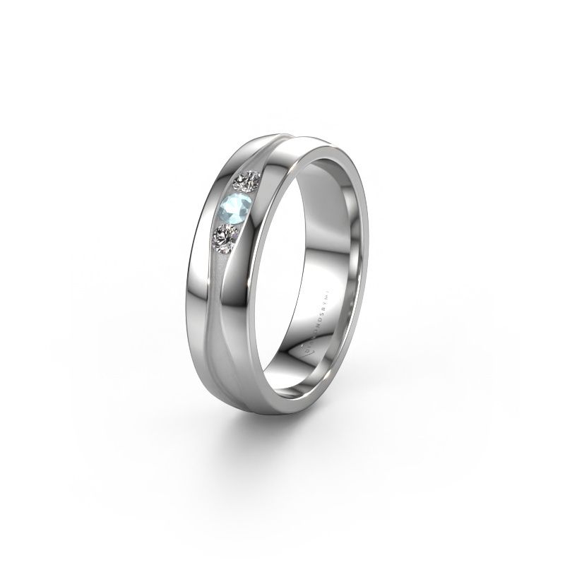 Trouwring WH0172L25A 585 witgoud aquamarijn ±5x1.7 mm