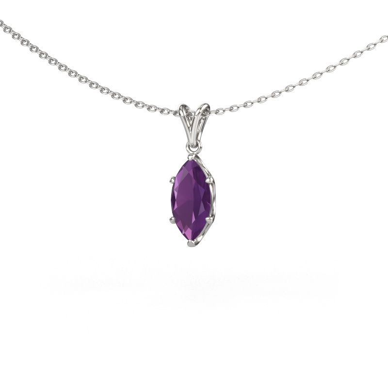Pendant Sam MRQ 585 white gold amethyst 10x5 mm