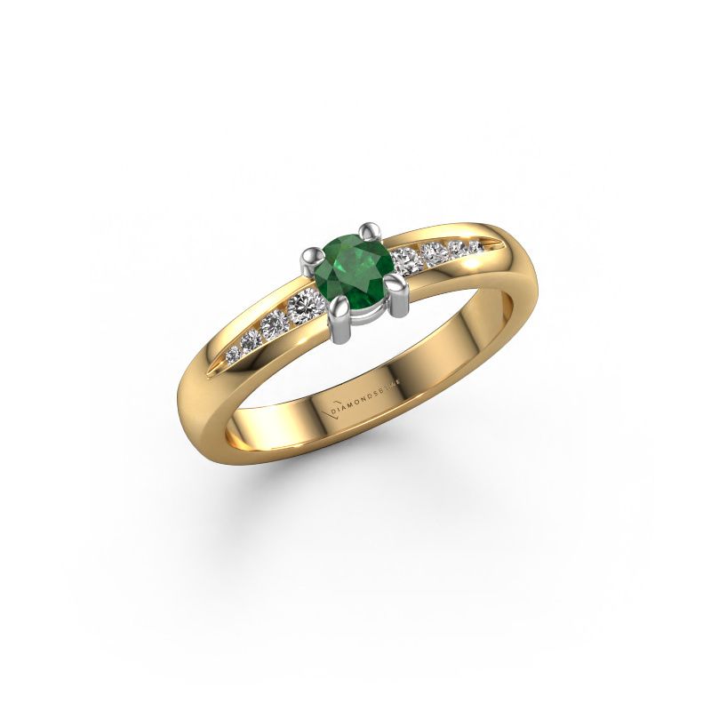Engagement ring Zohra 585 gold emerald 4 mm
