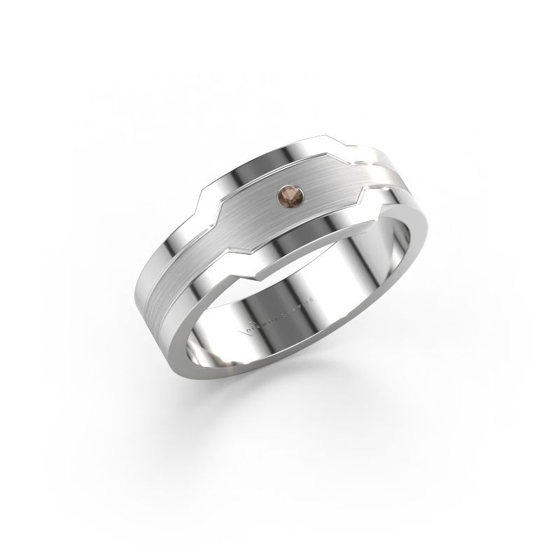Men's ring Guido 950 platinum smokey quartz 2 mm