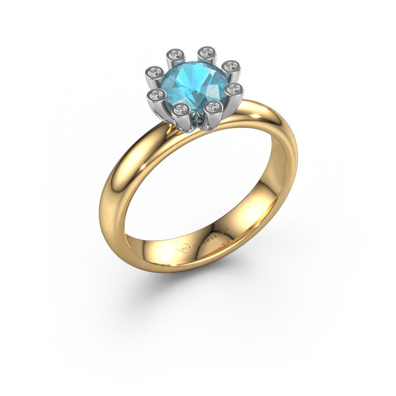 Bague Carola 3 585 or jaune topaze bleue 6 mm
