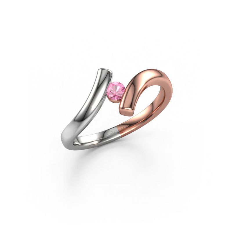 Ring Amy 585 rosé goud roze saffier 4 mm