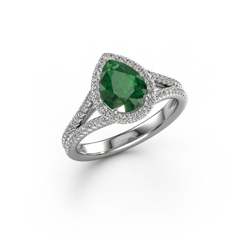 Verlobungsring Verla pear 2 950 Platin Smaragd 8x6 mm