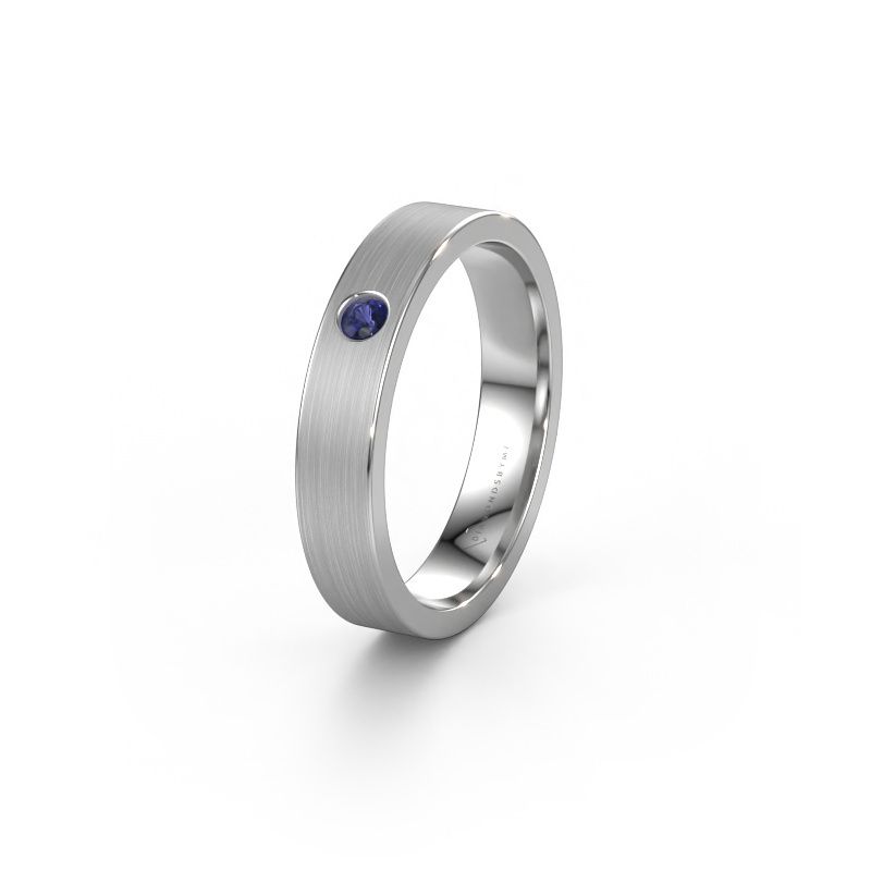 Trouwring WH0101L14AM 585 witgoud saffier ±4x1.7 mm