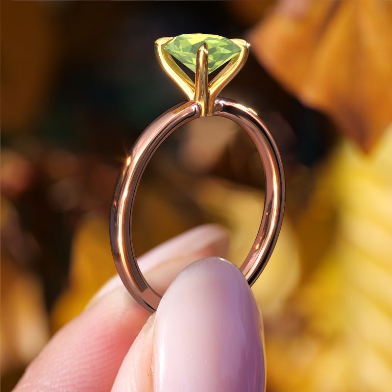 Image of Engagement Ring Crystal Ovl 1<br/>585 rose gold<br/>Peridot 8x6 mm
