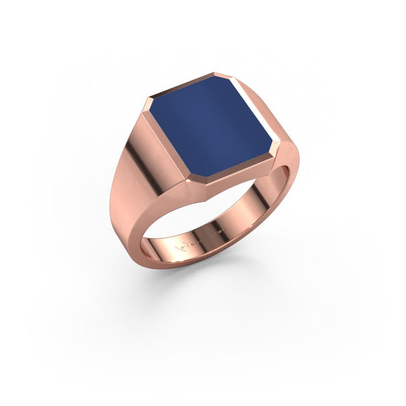 Signet ring Lars 2 585 rose gold lapis 12x10 mm