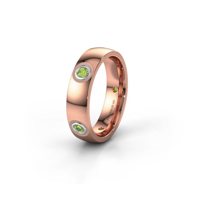 Image of Wedding ring WH0139L25BP<br/>585 rose gold ±5x2 mm<br/>Peridot