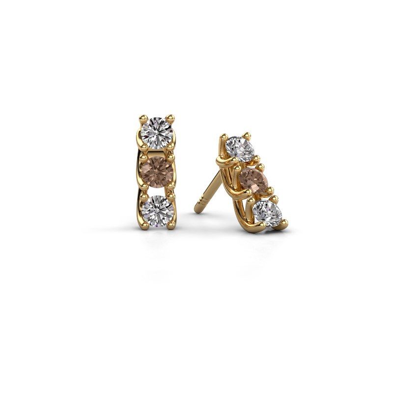 Image of Earrings Fenna 585 gold brown diamond 0.60 crt