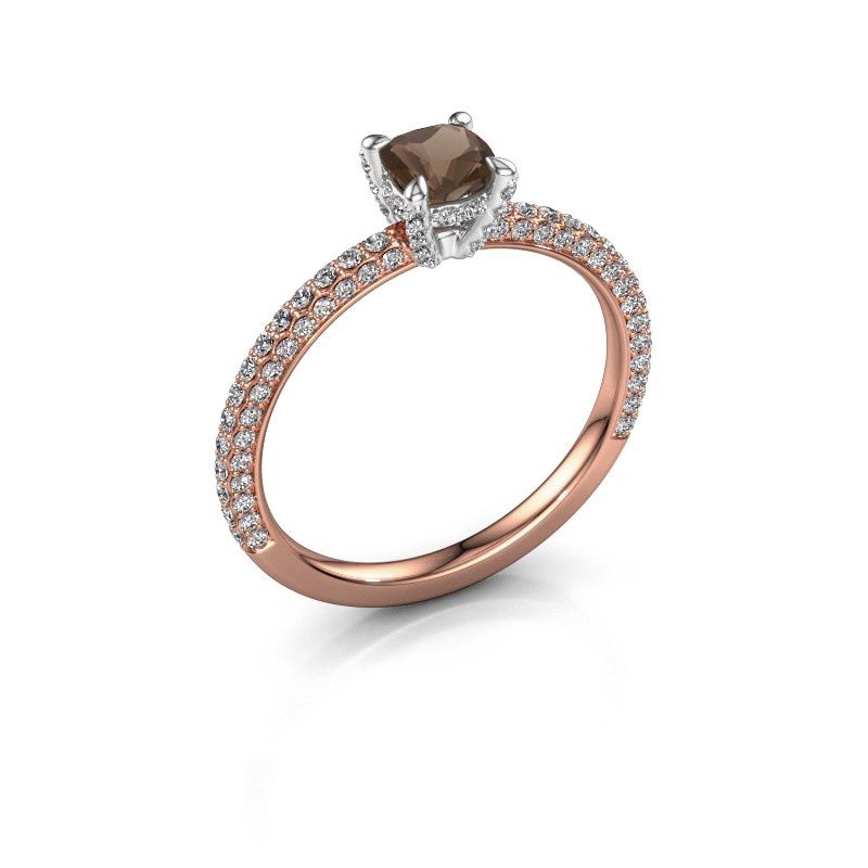 Image of Engagement ring saskia 2 cus<br/>585 rose gold<br/>Smokey quartz 4.5 mm