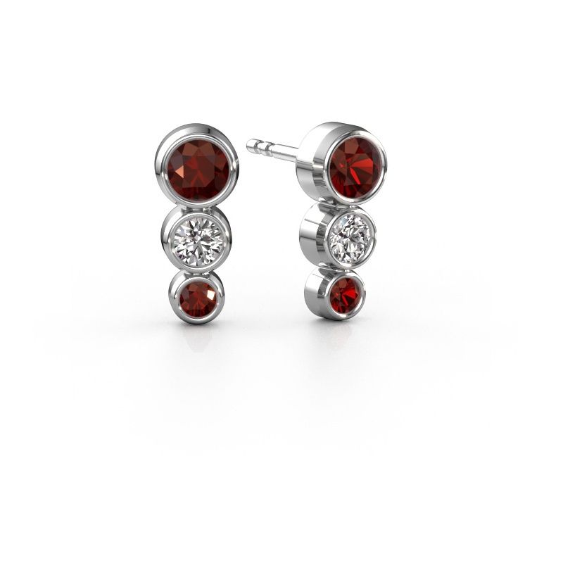 Stud earrings Linda 585 white gold garnet 4 mm