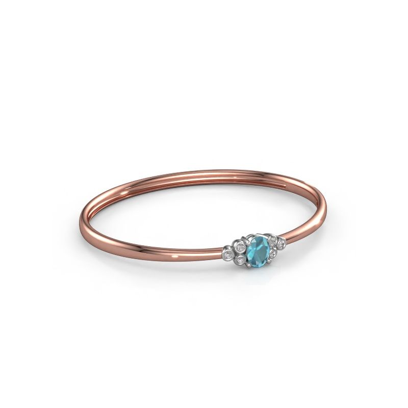 Armreif Lucy 585 Roségold Blau Topas 8x6 mm