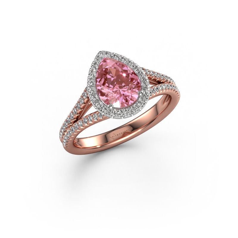 Engagement ring Verla pear 2 585 rose gold pink lab grown diamond 8x6 mm