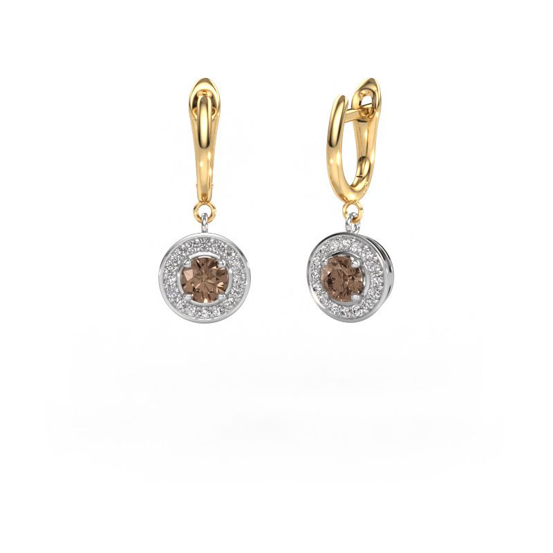 Pendants d'oreilles Ninette 1 585 or blanc diamant brun 1.384 crt