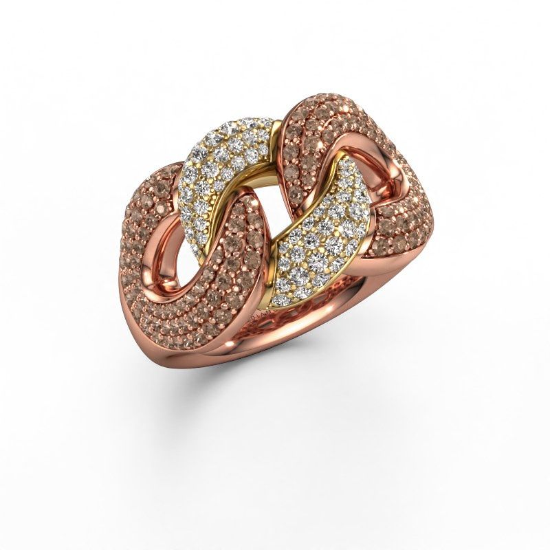 Afbeelding van Ring Kylie 3 13mm 585 rosé goud bruine diamant 1.217 crt
