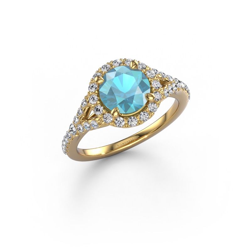 Engagement ring Kimber RND 585 gold blue topaz 7 mm