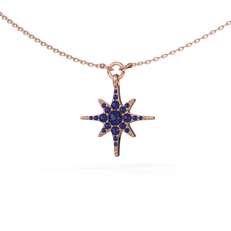 Halskette Star 585 Roségold Saphir 3 mm