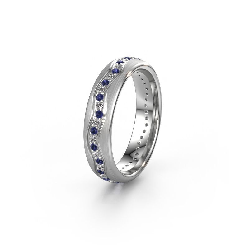Wedding ring WH0803L35BM 585 white gold sapphire ±5 x 2 mm