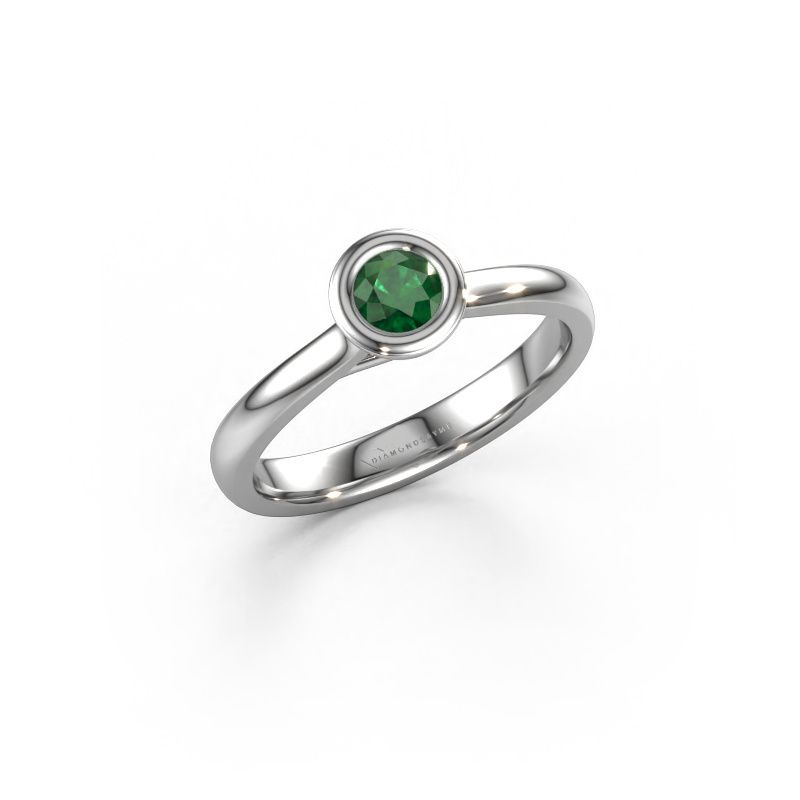 Engagement ring Kaylee 585 white gold emerald 4 mm