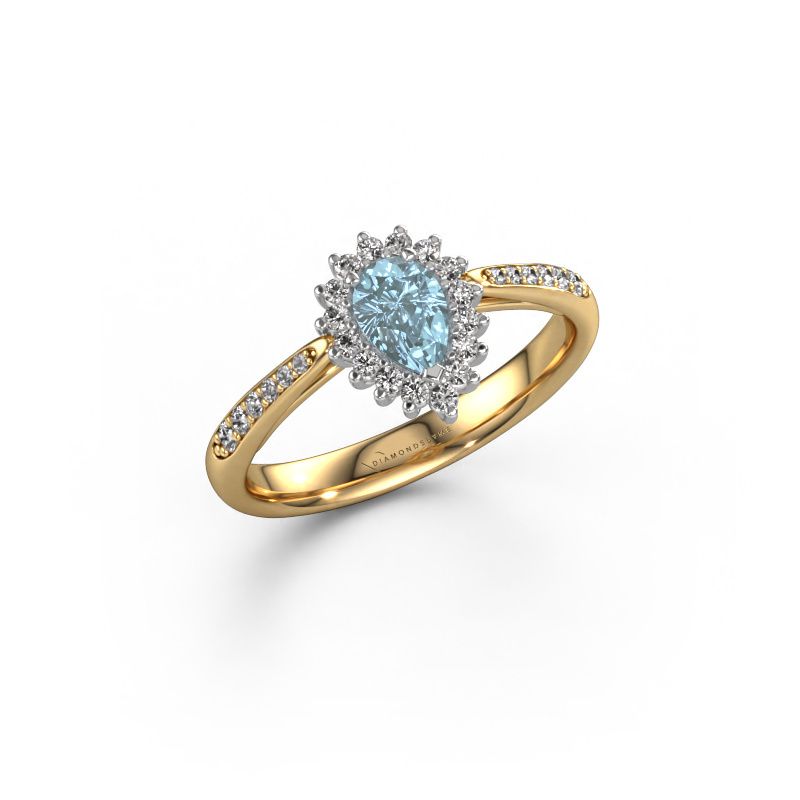 Engagement ring Tilly per 2 585 gold blue lab grown diamond 6x4 mm