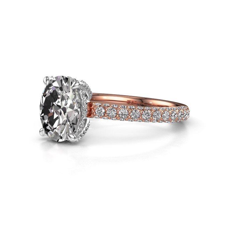 Image of Engagement ring saskia 2 ovl<br/>585 rose gold<br/>Zirconia 9x7 mm