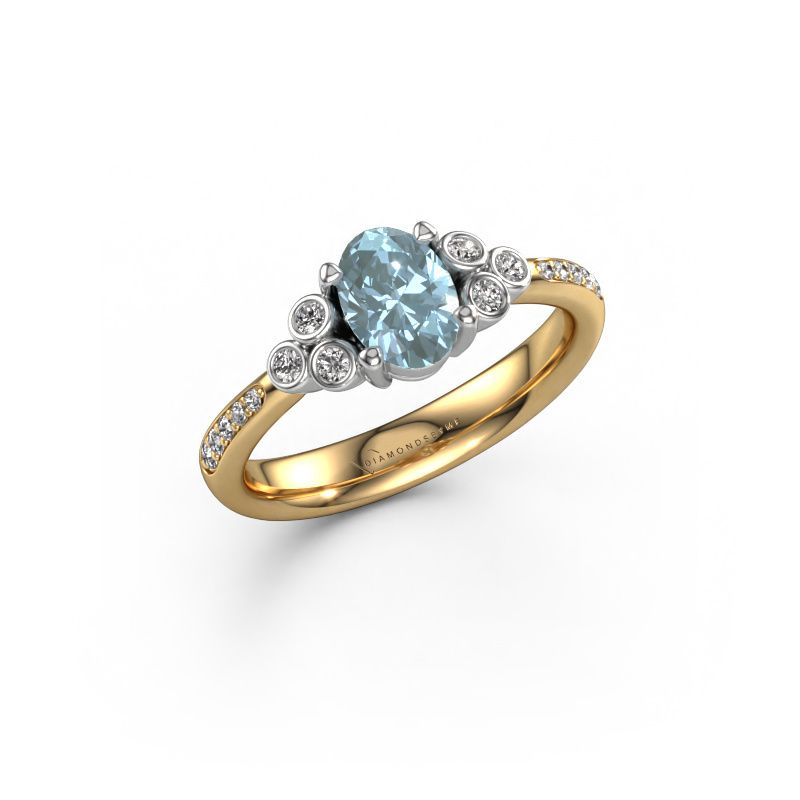 Engagement ring Lucy 2 585 gold blue lab grown diamond 7x5 mm