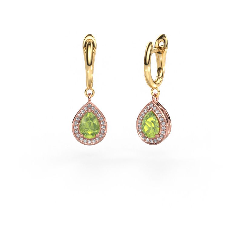 Pendants d'oreilles Ginger 1 585 or rose péridot 7x5 mm