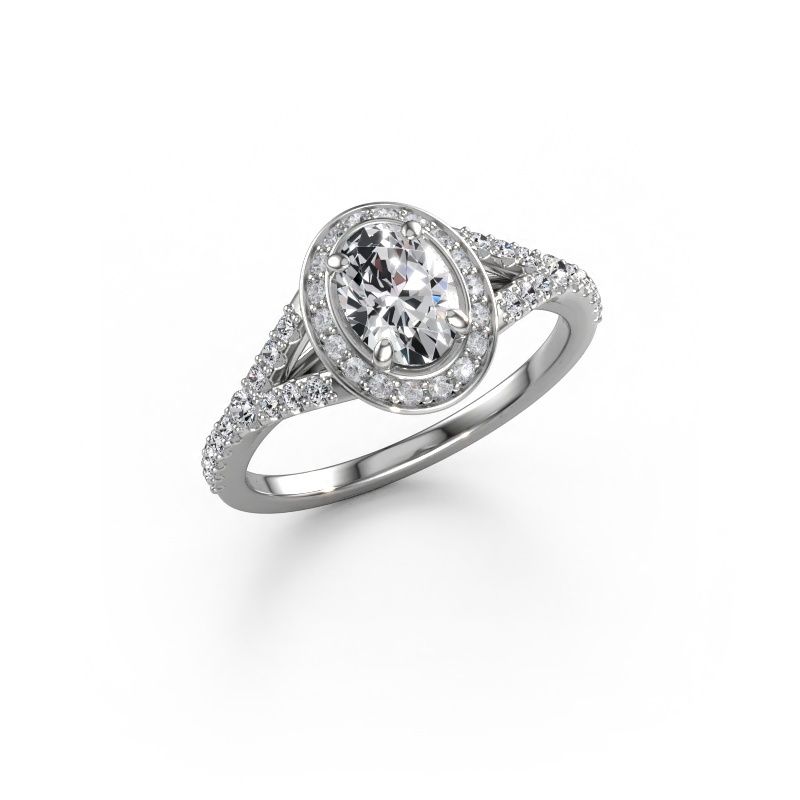 Engagement ring Pamela OVL 585 white gold diamond 1.036 crt