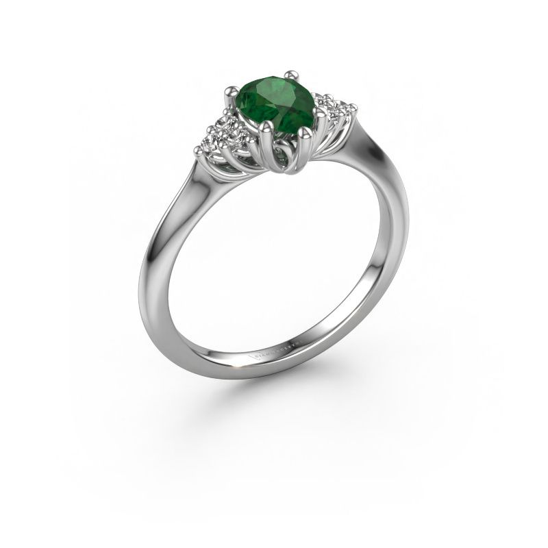 Engagement ring Felipa PER 585 white gold emerald 7x5 mm