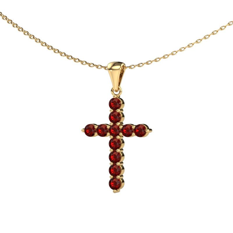 Anhänger Cross 585 Gold Granat 2.5 mm