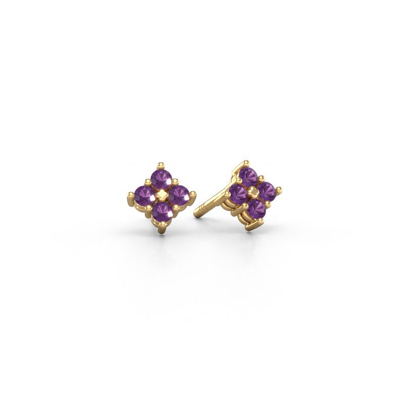Clous d'oreilles Maryetta 585 or jaune améthyste 2 mm
