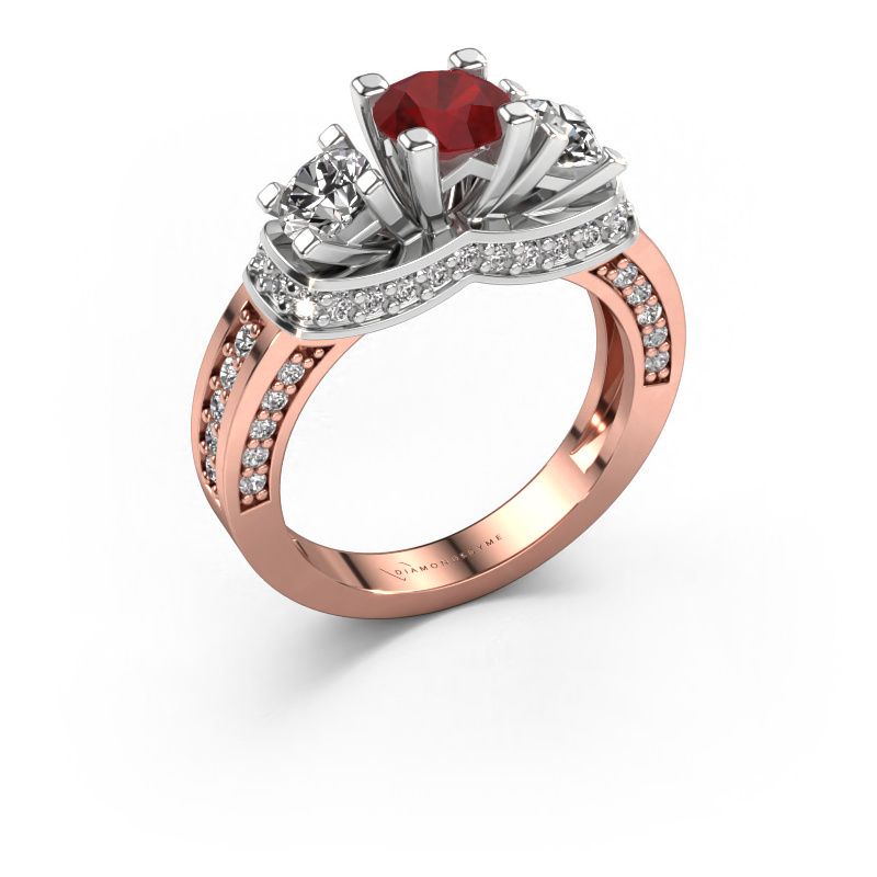 Engagement ring Phileine 585 rose gold ruby 5 mm