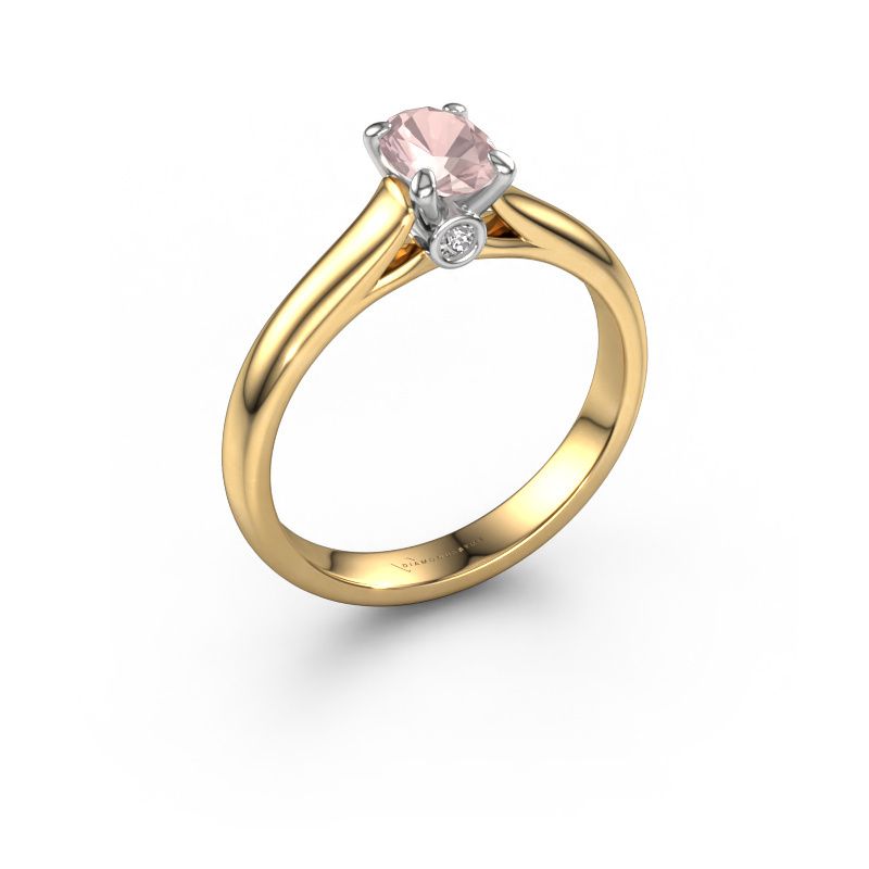 Engagement ring Valorie ovl 1 585 gold morganite champagne 6.5x4.5 mm
