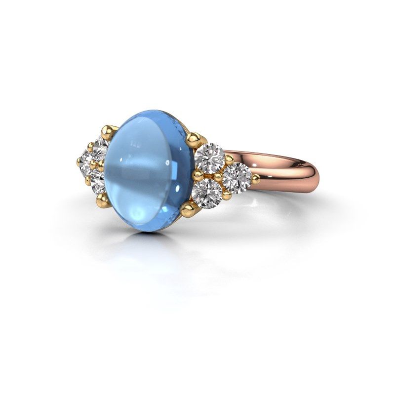Afbeelding van Ring Clarice<br/>585 rosé goud<br/>Blauw topaas 10x8 mm